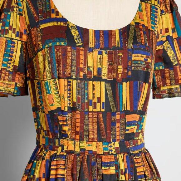 Modcloth Library Books Dress, Like New, Medium - Picture 2 of 10